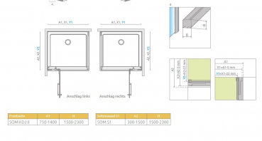 Radaway Arta 8 KDJ II Eckdusche Schwenktür an Fixteil mit Seitenwand PUK Nieste