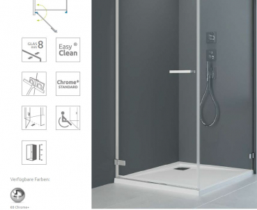 Preview: Radaway Arta 8 KDJI/QL KGJI PUK Nieste Eckdusche Schwenktür mit Seitenwand