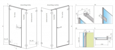 Radaway Arta 8 KDS I Eck-Duschkabine Schwenktür an Fixteil mit Seitenwand PUK Nieste