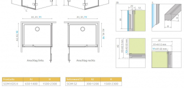 Preview: Radaway Arta 8 KDS II Eckdusche mit Pendeltür an Fixteil und 1 Seitenwand PUK Nieste