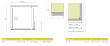 Radaway Arta 8 Walk In Spritzschutzwand Nieste mit beweglichem Seitenteil