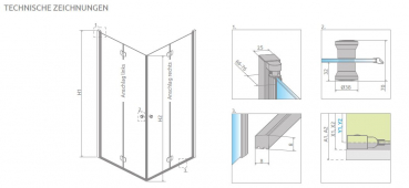 Radaway Eos KDD B Eck-Duschkabine Eckdusche Eckeinstieg 2 Drehfalttüren PUK Naab