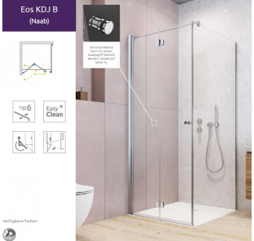 Preview: Radaway Eos KDJB Eckdusche Drehfalttür und Seitenwand PUK Naab