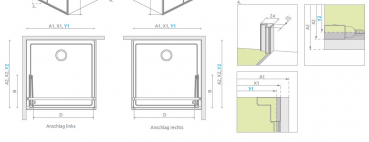 Preview: Radaway Eos KDJB Eckdusche Drehfalttür und Seitenwand PUK Naab