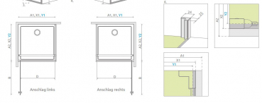 Preview: Radaway Eos KDJI Eck-Duschkabine Eckdusche Schwenktür und Seitenwand PUK Naab