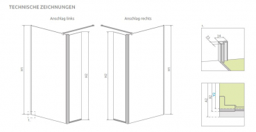 Radaway Eos Walk In Duschwand mit beweglichem Flügel PUK Naab