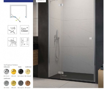 Radaway Essenza 6 DWJ Duschabtrennung für Nische Duschtür an Fixteil PUK Trave