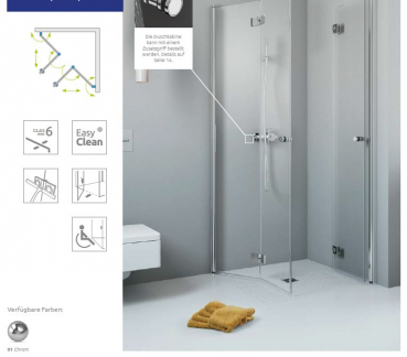 Preview: Radaway Essenza 6 KDD B Eckdusche Eckduschkabine mit Falttüren PUK Trave