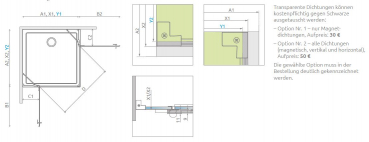 Preview: Radaway Essenza 6 KDD Eckdusche 2 Schwenktüren an 2 Fixteilen PUK Trave