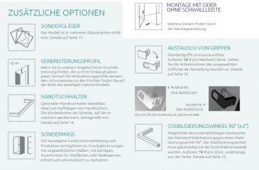 Radaway Essenza 6 DWJS Duschabtrennung für Nische Duschtür an 2 Fixteilen PUK Trave