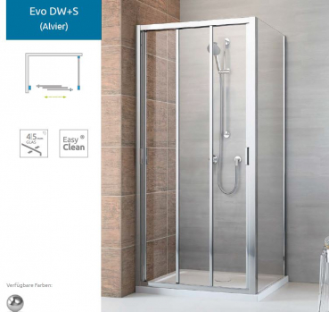 Preview: Radaway Evo DW+S Duschkabine 3-teilige Schiebetür mit Seitenwand PUK Alvier