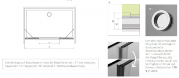 Radaway Furo DWD Schiebetür für Nische bis 210 cm Breite Gleittür Duschtür PUK Vils