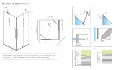 Radaway Furo KDD/SL Eckeinstieg mit Gleittüren Eckdusche mit Schiebetüren PUK Vils