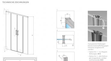 Radaway Idea 6 DWD Duschtür für Nische 2 Gleittüren/Schiebetüren mit Festteilen PUK Isar
