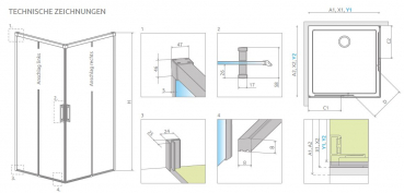 Radaway Idea 6 KDD Eckeinstieg Eck-Duschkabine 4-teilig mit 2 Schiebetüren PUK Isar