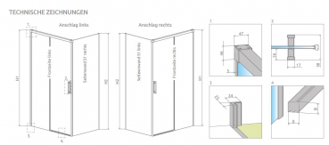 Preview: Radaway Idea 6 KDJ Eck-Duschkabine Gleittür/Schiebetür und Seitenwand PUK Isar