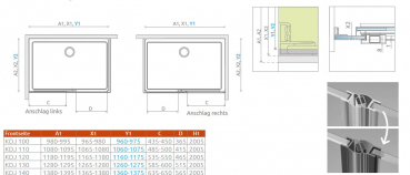 Radaway Idea 6 KDJ Eck-Duschkabine Gleittür/Schiebetür und Seitenwand PUK Isar