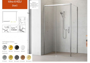 Preview: Radaway Idea 6 KDJ Eck-Duschkabine Gleittür/Schiebetür und Seitenwand PUK Isar