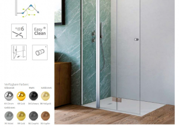 Preview: Radaway Nes 6 Walk In KDD II B Faltwand an Festteil PUK Oder