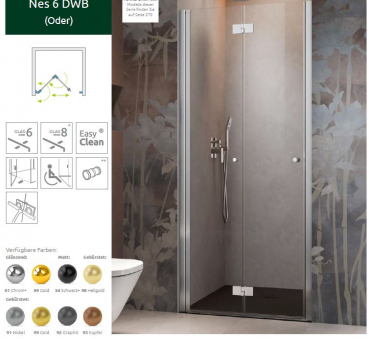 Radaway Nes DWB Duschtür für Nische Duschabtrennung Drehfalttür Falttür PUK Oder