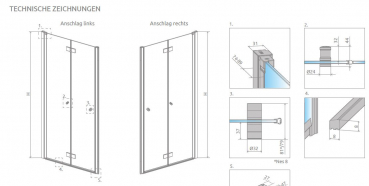 Radaway Nes DWB Duschtür für Nische Duschabtrennung Drehfalttür Falttür PUK Oder