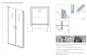 Preview: Radaway Nes DWD I Duschtür für Nische Duschabtrennung 2 Pendeltüren PUK Oder