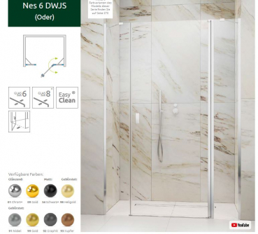 Preview: Radaway Nes DWJS Duschtür für Nische Duschabtrennung Pendeltür mit Fest- und Seitenteil PUK Oder