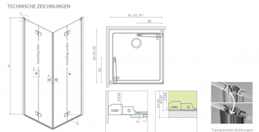 Preview: Radaway Nes KDD B Eckeinstieg Eck-Duschkabine mit Falttüren PUK Oder