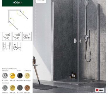 Preview: Radaway Nes KDD I Eckeinstieg Eck-Duschkabine mit Pendeltüren PUK Oder