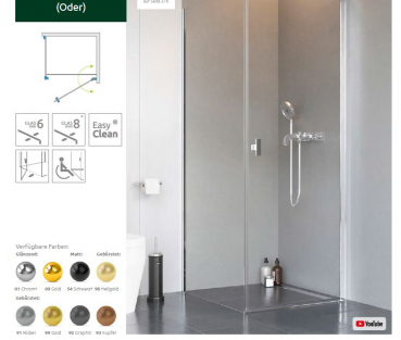 Preview: Radaway Nes KDJ I Eck-Duschkabine Pendeltür mit Seitenwand PUK Oder 6mm und 8 mm