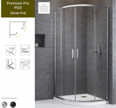 Preview: Radaway Premium Pro PDD Runddusche mit Gleittüren Viertelkreis-Duschkabine PUK Alvier Pro