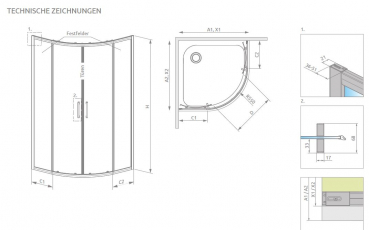 Preview: Radaway Premium Pro PDD Runddusche mit Gleittüren Viertelkreis-Duschkabine PUK Alvier Pro