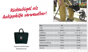 Rebotec Polo Comfort Aluminiumrollator mit Tasche