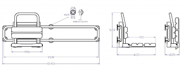 Rehagrip Duschklappsitz seitlich verschiebbar mit Rahmen 1500 mm