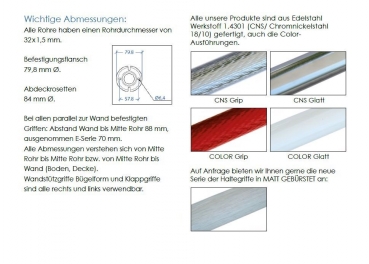 Rehagrip Wand-Handlauf Haltegriff Stützgriff CNS