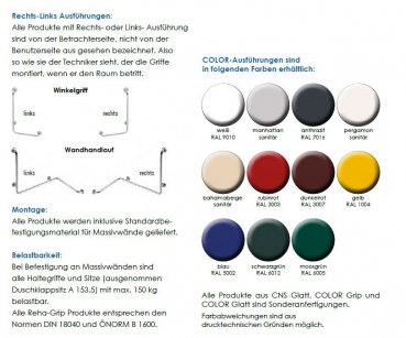Rehagrip Wand-Handlauf 2 Haltegriff Stützgriff CNS