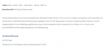 Rehagrip Wand-Handlauf 2 Haltegriff Stützgriff CNS