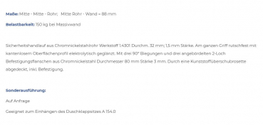 Rehagrip Wand-Handlauf 3 Haltegriff Stützgriff CNS