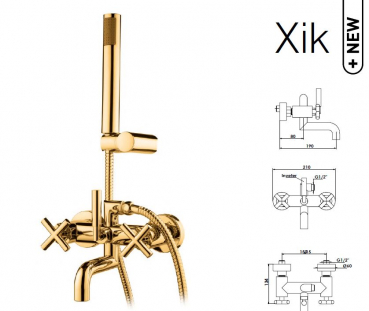 Rubicer Duschset mit Badewannen-Einlauf XIK040 Armatur Handbrause für Wanne Chrom / Schwarz / Gold / Kupfer