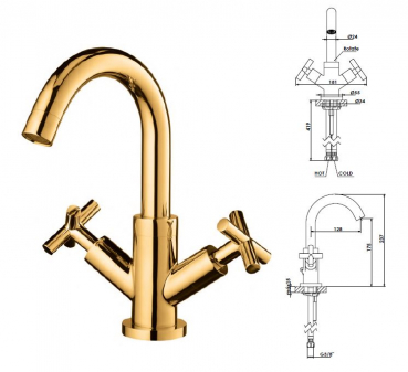 Rubicer Wasserhahn XIK010 Armatur für Waschbecken Chrom / Schwarz / Gold / Kupfer