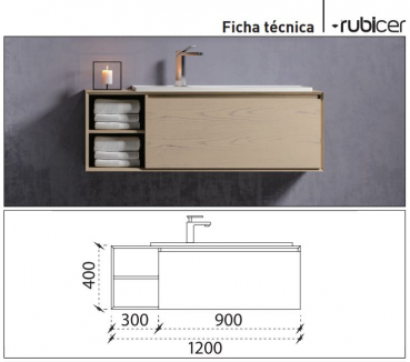 Rubicer Badmöbelset Flow 120, exklusives und elegantes Badezimmer-Waschbecken-Set