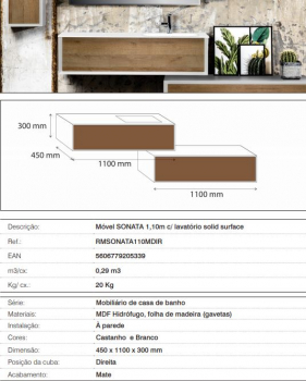 Rubicer Badmöbelset Sonata, exklusives und elegantes Badezimmer-Waschbecken-Set