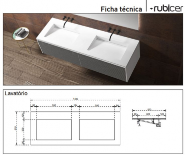 Rubicer Badmöbelset Vast 140, exklusives und elegantes Badezimmer-Waschbecken-Set