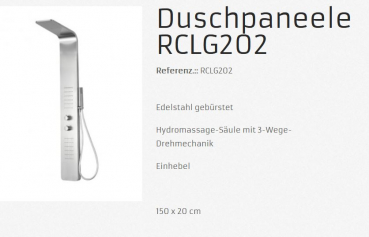 Rubicer Duschpaneel RCLG202 Duschsäule Regendusche und Handbrause Edelstahl gebürstet