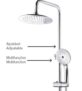 Rubicer Dusche Duschset RR603BTCR Duschsäule Regendusche, Duschstange und Handbrause Chrom