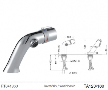 Rubicer Look Armatur 41860 Wasserhahn für Waschbecken Waschtischmischer Chrom