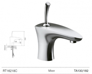 Rubicer Lux Armatur 16218C Wasserhahn für Waschbecken Waschtischmischer Chrom