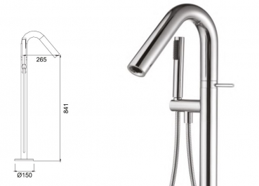 Rubicer Badewannen-Standarmatur mit Wannenauslauf und Handbrause Chrom RTSE400829