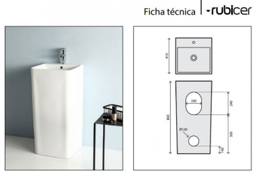 Rubicer Standwaschbecken RSH15W Säulenwaschtisch Weiß matt