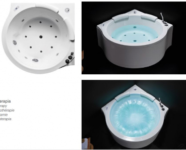 Rubicer Whirlpool-Badewanne Emotions mit Hydromassage exklusive Acrylwanne-Eckwanne Spabereich rund